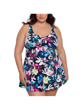 Swim Solutions Plus Size 18W Floral Swimdress One Piece Swimsuit NWT